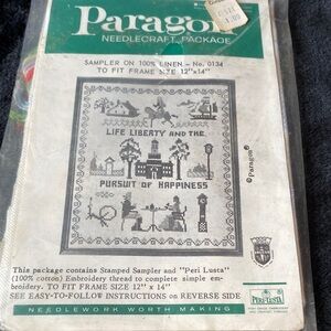 PARAGON Needlecraft Kit “Life Liberty & the Pursuit of Happiness” sampler 12x14